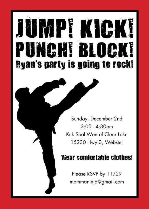 Karate Birthday Invitations 9