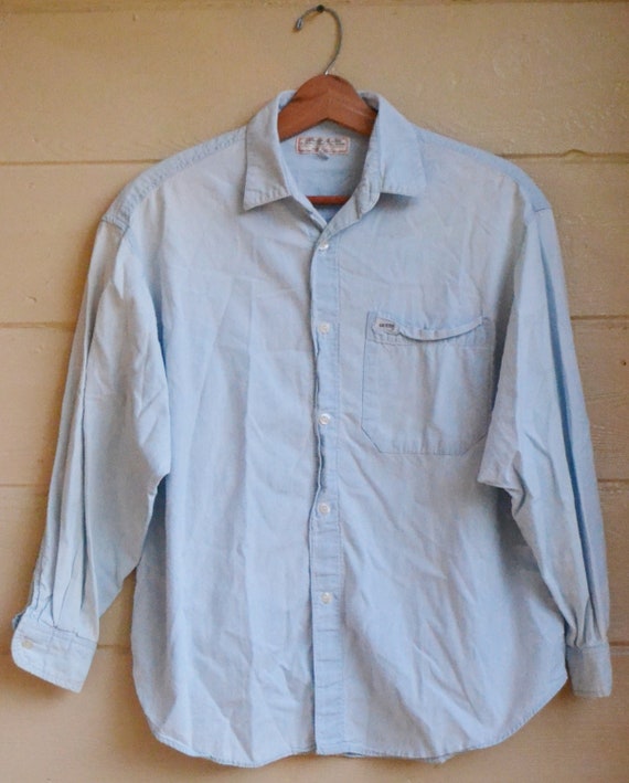Vintage Guess Jeans Denim Shirt Faded Blue Denim Shirt Button