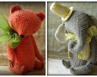 SUPER DEAL 2 PDF Epatterns for 8 inch Handmade Artist Teddy Elephant Mr Lemon and Bear Strawberry by Sasha Pokrass