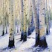 Giclee print of original oil painting impressionist realism "Winter Aspens", 8" x 10"