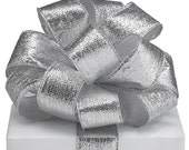 SIlveR Metallic RiBbOn FaNcY Wired Ribbon with red glitter dots. Pretty Packages and Gifts - Hairbows - Giftwrap - BowsMeta Il_170x135