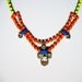 Vintage 1950s One Of a Kind Hand Painted Neon Yellow, Neon Orange & Blue Rhinestone Necklace