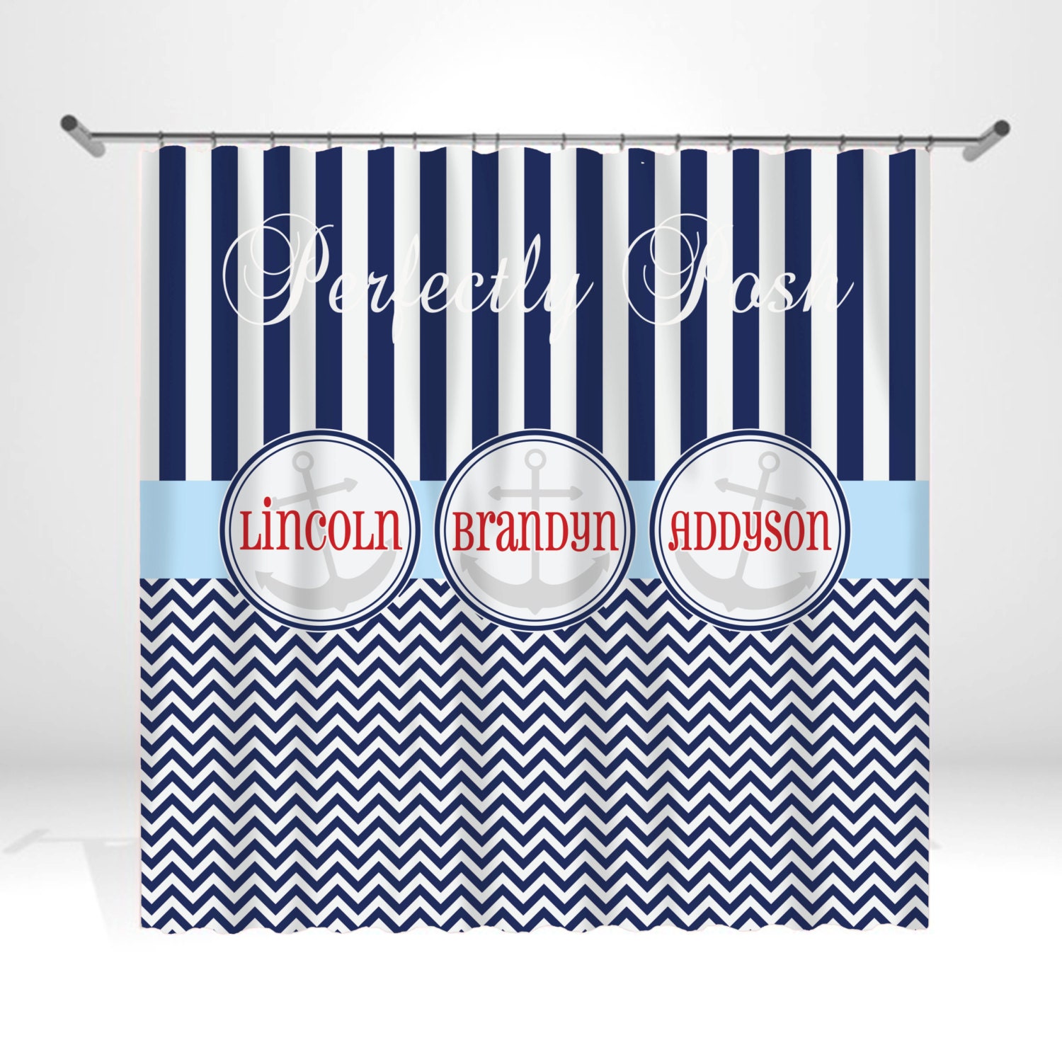 Anchor Personalized Custom Shower Curtain Monogram with Name