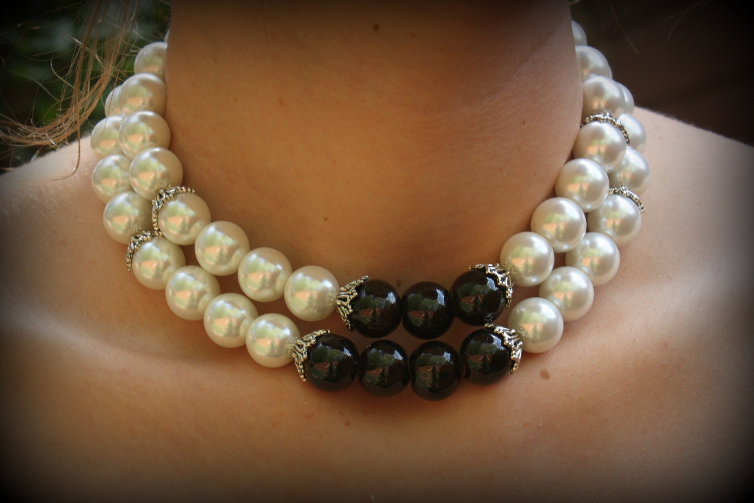 Black and White Pearl NecklacePearl ChokerStatement
