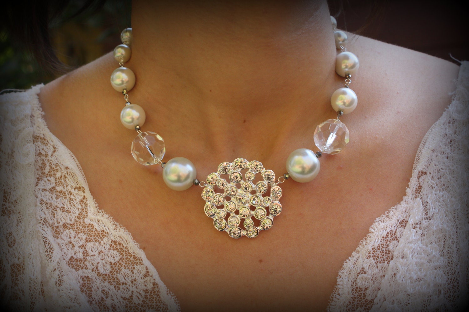 Backdrop NecklacePearl Backdrop NecklaceBack Drop Bridal