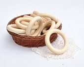 Natural unfinished wooden rings 56 mm, set of 10 , eco friendly natural beige