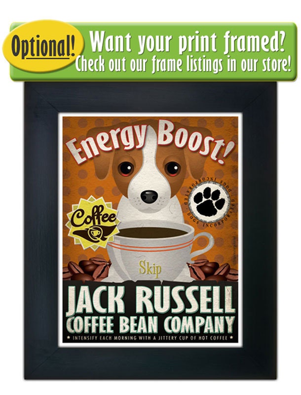 Jack Russell Coffee Bean Company Original Art Print Custom