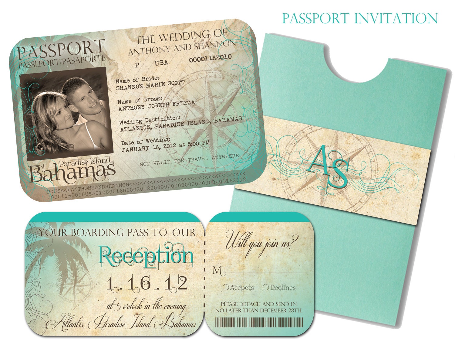 Passport Style Wedding Invitations Template 5