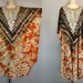Vintage 80s Embroidered Tie Dye CAFTAN Ethnic Tribal Kimono Draped Maxi Hippie Boho Festival Dress
