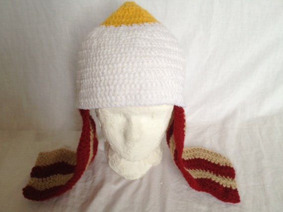 Items similar to Crochet Egg Hat with Bacon Ear Flaps on Etsy