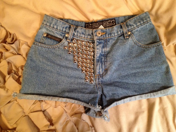 Vintage High Waist Studded Jean Shorts