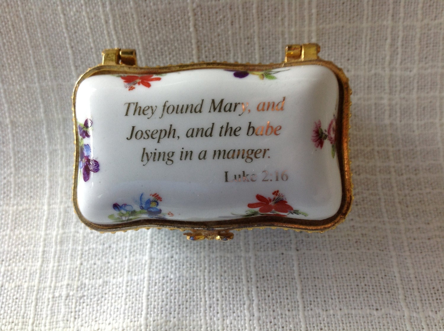 Imperial Porcelain Hinged Trinket Box Christian trinket box