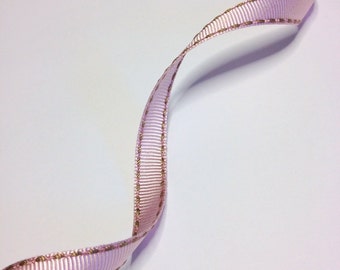 5M - High Quality Stitched Grosgrain Ribbon "Julie" PINK - LATTE - 5.5 Yards