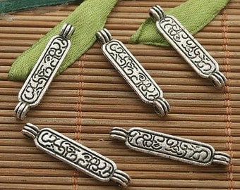 50pcs dark silver tone bar connector charms h3339