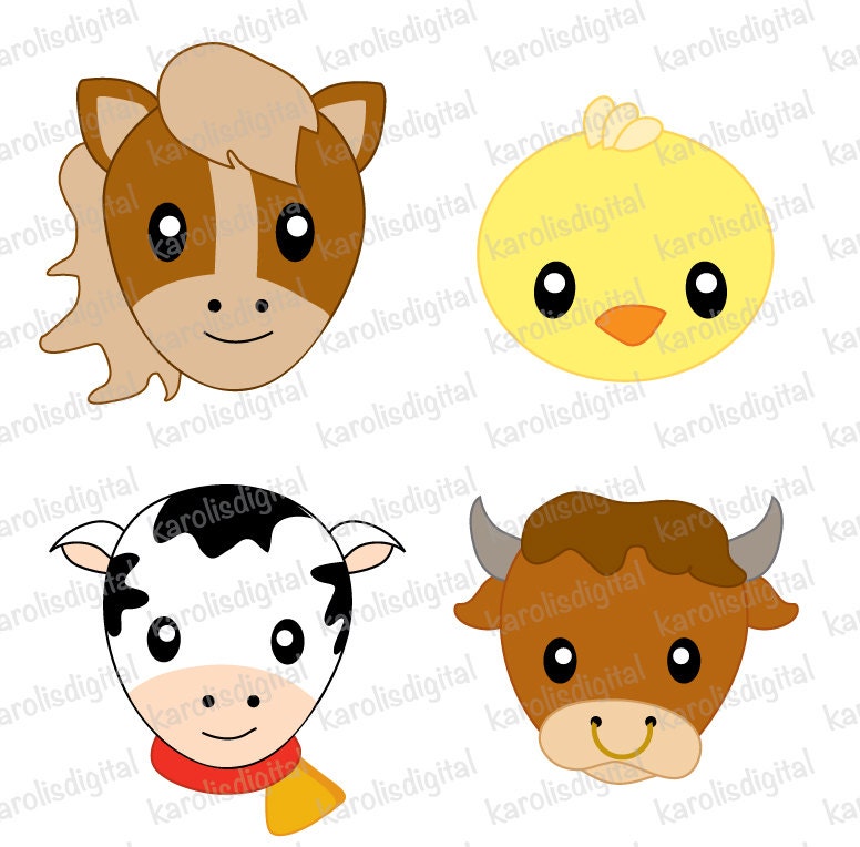 002 files to extract how faces Farm set animals clip art