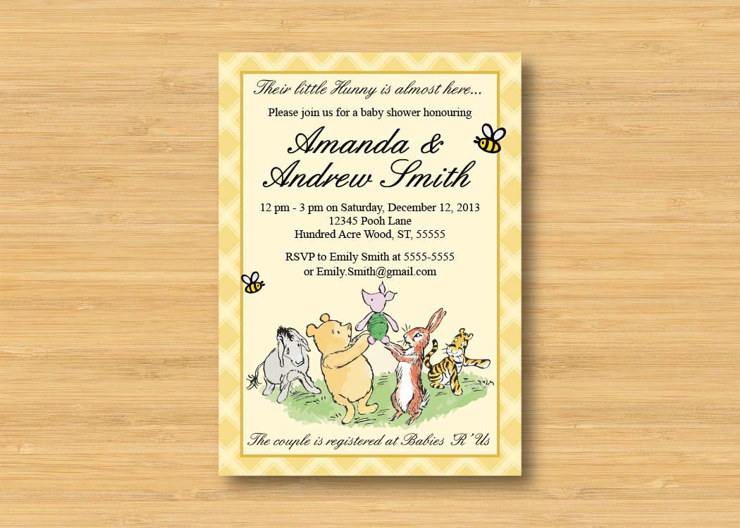 Classic Winnie Pooh Baby Shower Invitations 1