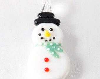 REDUCED TO CLEAR 60mm Handmade Glass Snowman Pendant