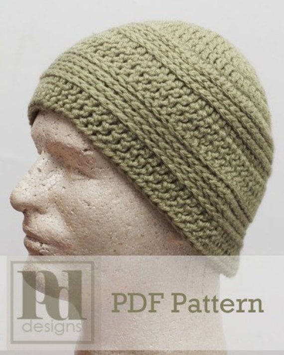 Men's Knit Look Beanie Hat Crochet PDF Pattern by PDDesignsCrochet