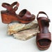 Vintage 1970s Bare Traps Leather and Wood Platform Shoes