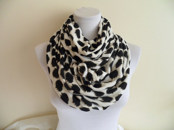 Black and White Polka Dot Infinity scarf scarves shawls
