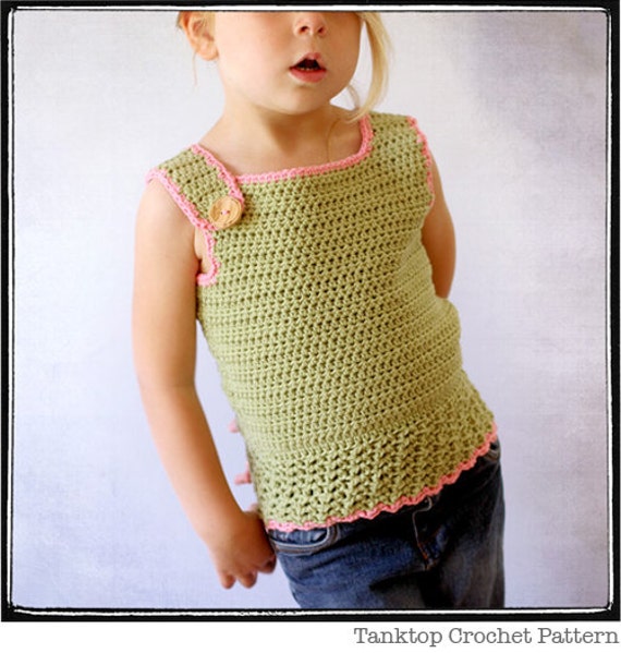 Girls Tanktop Crochet PDF Pattern sizes 12m to 6 by Leila and