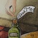 original watercolor painting fairytale art Alice in Wonderland bottle Susan Sorrell Hill