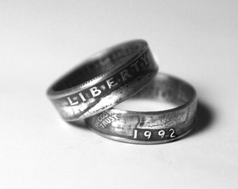 25th-1992 Coin Ring 25th Birthday Gift 25th Anniversary Gift Coin Jewelry Made From A 1992 Quarter