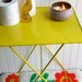 Sunny Yellow Tray Table Folding side table Metal Vintage Porch Furniture Lightweight Painted