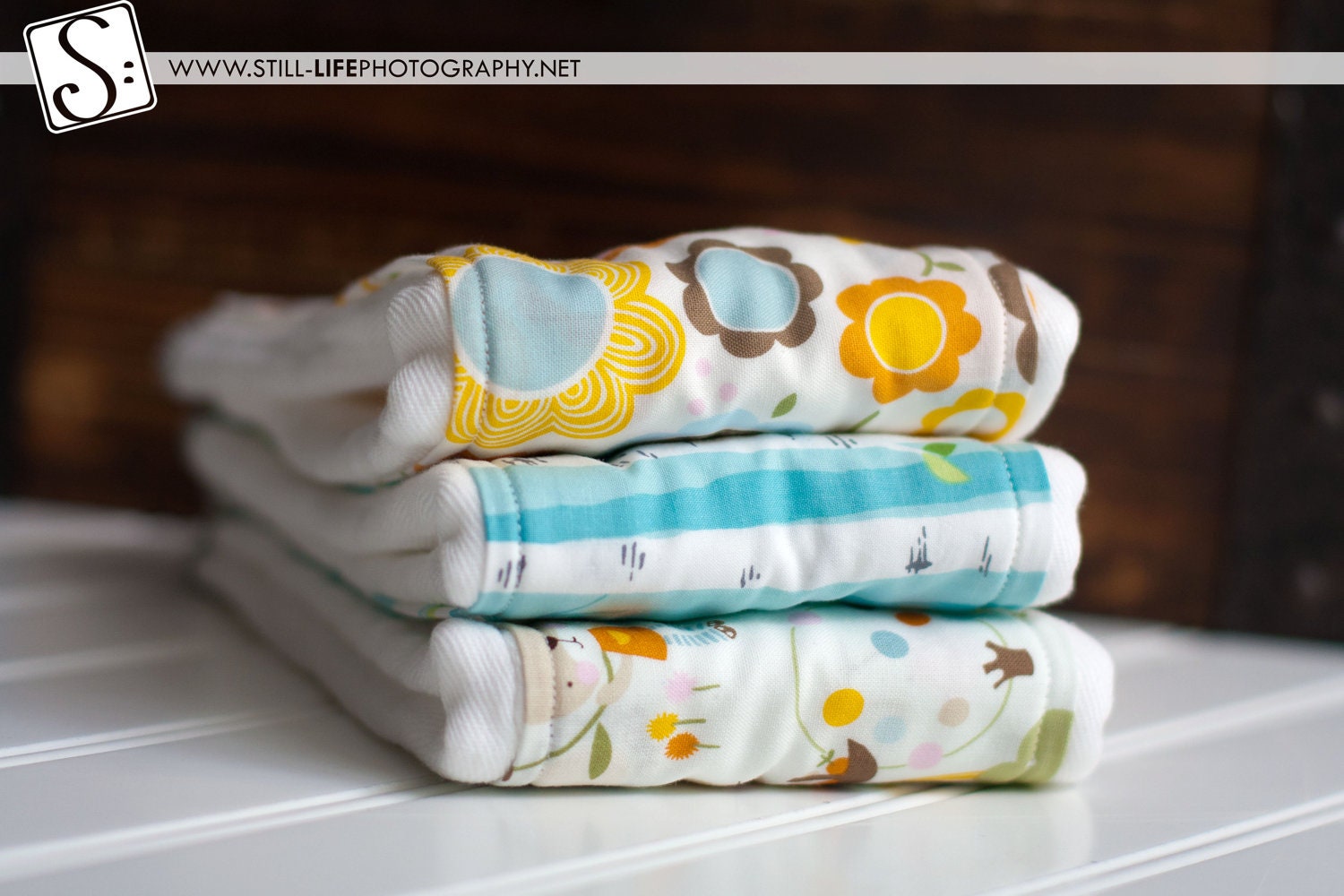 3 Burp Cloths using Indian Cotton Prefolds Bleached Baby