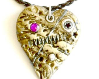 Broken Heart Pendant Steampunk mended heart necklace Handmade Gift