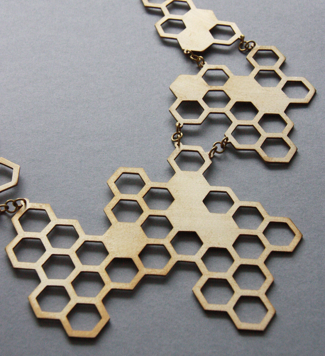 Geometric Honeycomb Illustration Necklace by SeptemberRoom on Etsy