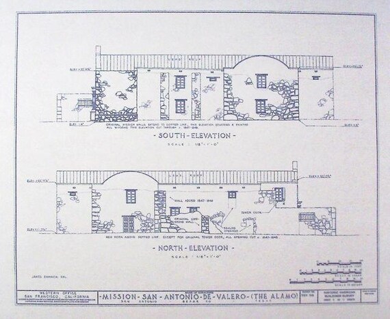 Alamo Elevation Blueprint by BlueprintPlace on Etsy