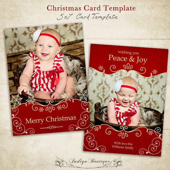 Christmas Card Template 5x7 photo card template for | Etsy