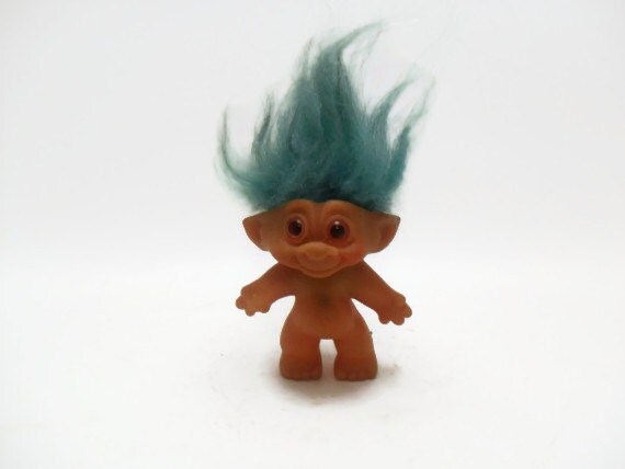 Wishnik Troll Doll with Aqua Hair by TheRetroRemedy on Etsy