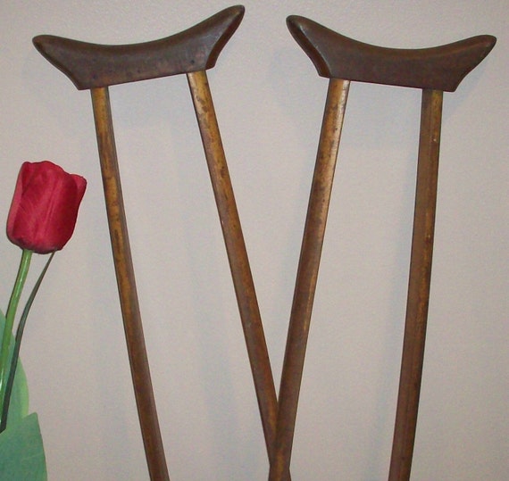 Antique Wooden Crutches Vintage Medical Equipment by