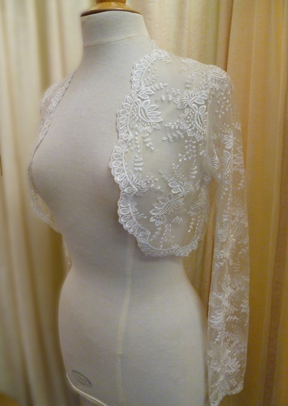 Lily of the Valley Romantic Ivory Lace Bridal Shrug Bolero