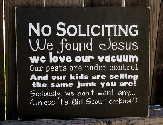 funny no soliciting wood sign girl scouts only please