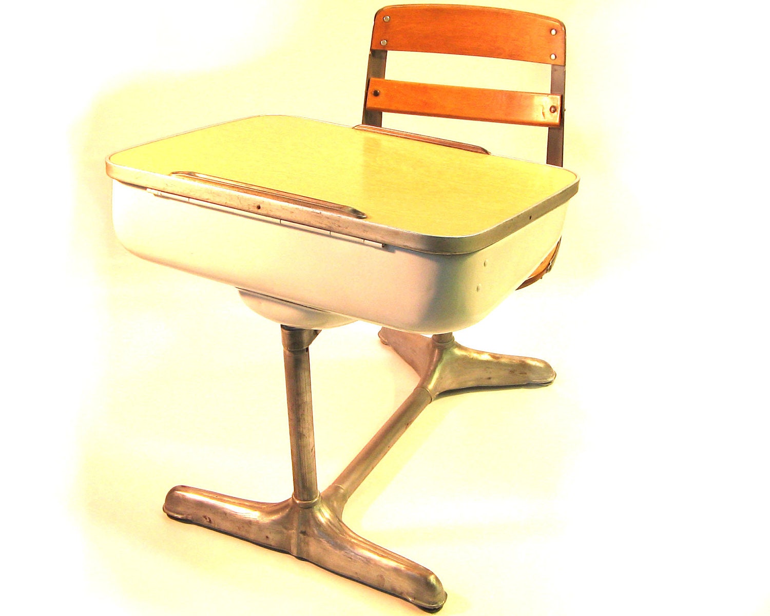 Vintage 1950's Child's School Desk and Attached Swivel
