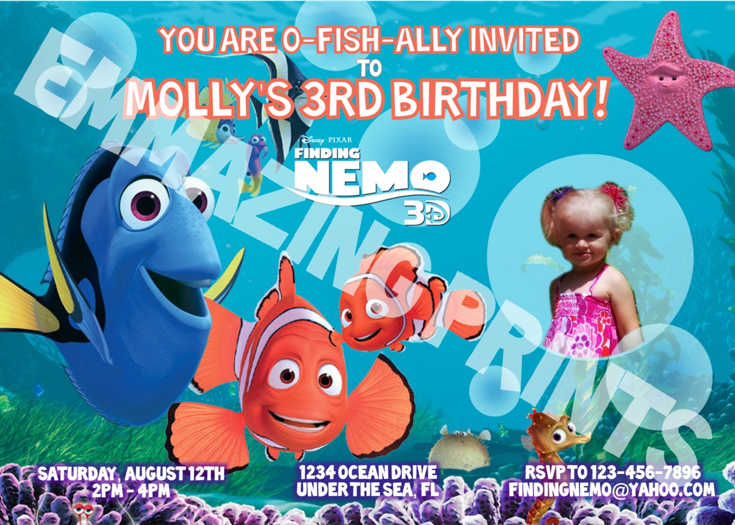 Personalized Finding Nemo Invitations 3