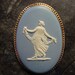 Large Vintage Blue WEDGWOOD Classical Maiden Jasperware Cameo Gold Plated Brooch Pin