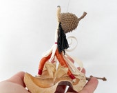 Eco friendly doll mobile, Yoga instructor,  Orange and red Home Decoration- Made to orde,