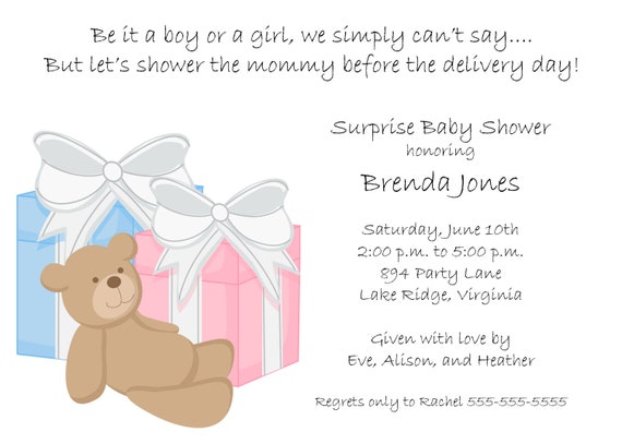 Pink and Blue Presents Baby Shower Invitation Il_570xn