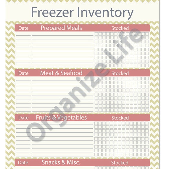 Items similar to Freezer Inventory List with Categories - Printable PDF ...