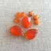 Lot of 9 Assorted Drilled Vintage Orange Stone Beads, Pendants, Findings