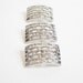 Three Vintage Silver Metal Curved Rectangular Buttons With Open Checkerboard and Rhinestone Design - Set of 3
