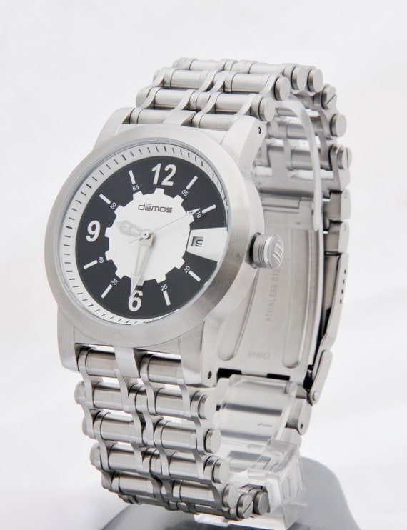 Mayans MC style Motorcycle CHAIN Watch / Bikers wristwatch - brushed stainless steel bracelet Chain