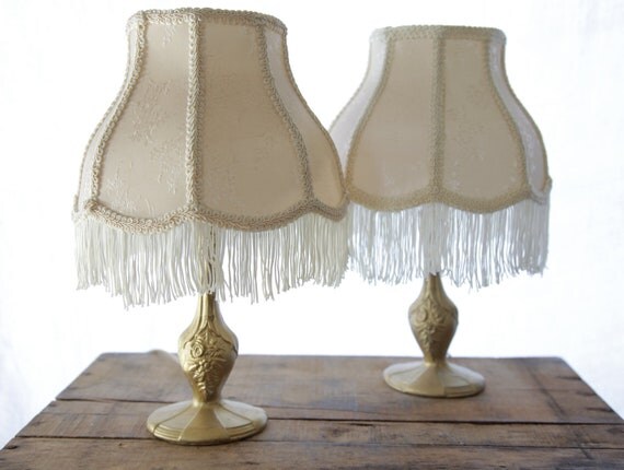 Pair Of Vintage Victorian Bedside Lamps Gold With Fringe   Il 570xN.406379021 Qs6d 