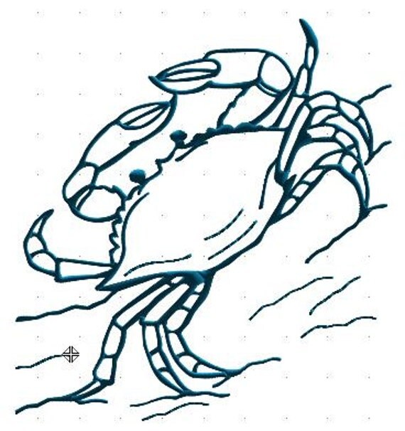 Blue Crab outline Machine Embroidery Design Instant by CraftyJacky