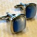 BLUE CAT'S EYE Vintage Cuff Links 1980's