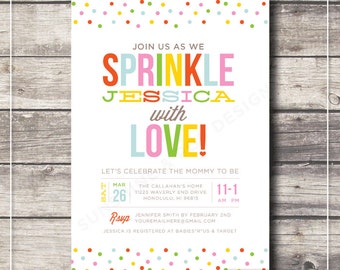 Printable Baby Sprinkle Shower Invitation - Sprinkle with Love - Baby ...